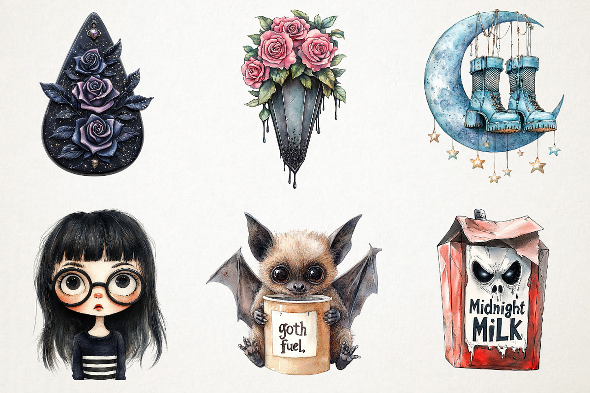 Cartoon Goth Sublimation Clipart, an Illustration by RobertsArt (Photo 3 of 7)