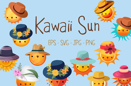 Summer Sun Set Illustrations