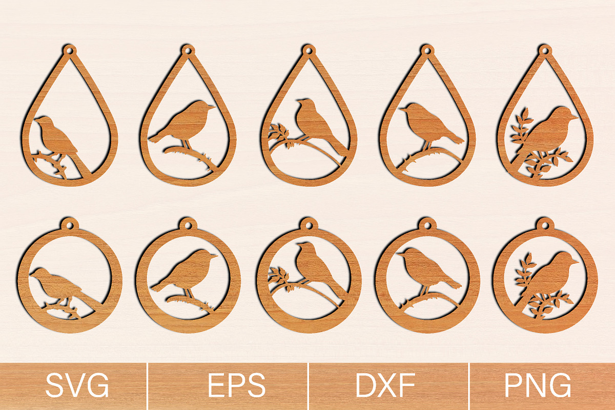 Bird Earrings Laser Cut SVG Bundle, an Object Graphic by jannatulpakhi (Photo 1 of 8)