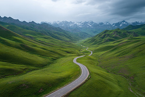 Curvy road in green hills, a Photo by Beautiful things