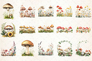 Summer Mushrooms Border Clipart, an Illustration by Rose Art (Thumbnail 2 of 7)