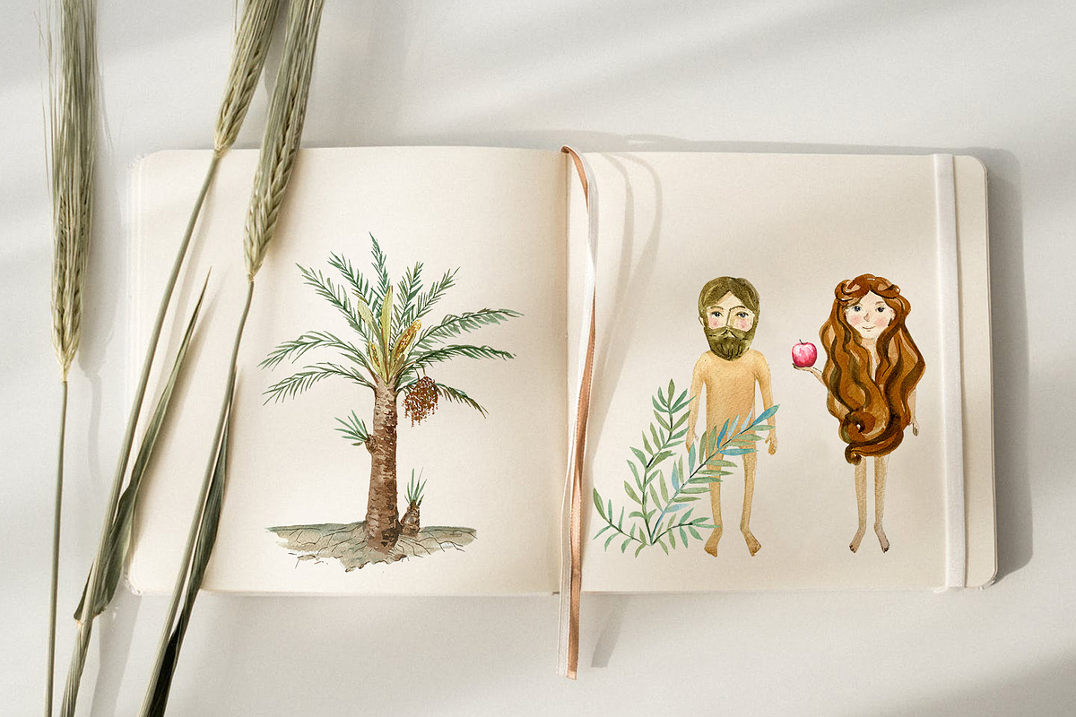 Adam and Eve - Watercolor Set, an Education Illustration by Tati Bordiu (Photo 4 of 5)