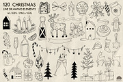 Christmas line drawing set + stamps, an Illustration by Skliarova (Thumbnail 4 of 8)
