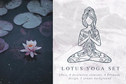 10 Items. Lotus Yoga Set, a Healthcare Illustration by anvinoart (Thumbnail 1 of 7)