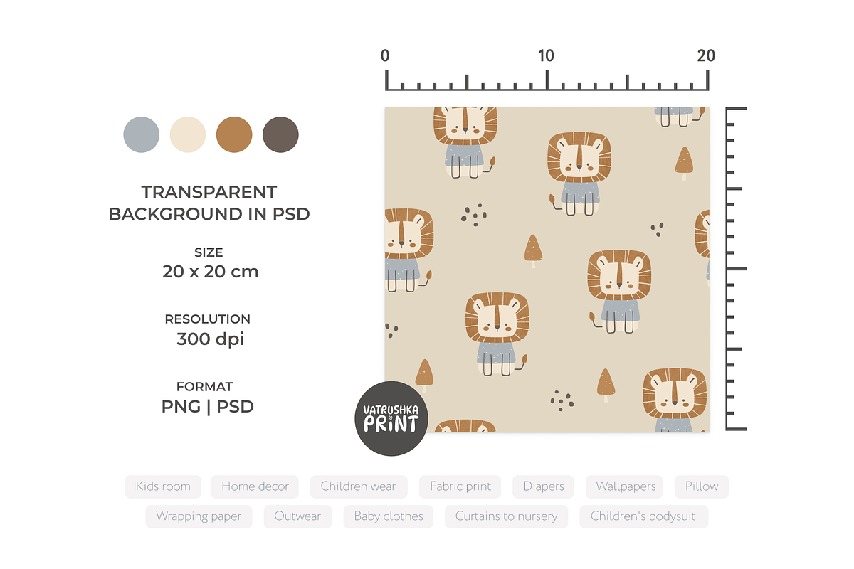 Animal pattern for kids fabric, a Pattern Graphic by vatrushkaprint_store (Photo 2 of 3)