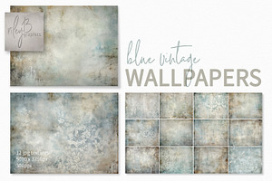 Blue Vintage Wallpaper Paintings