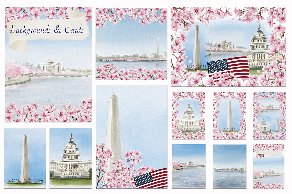 Cherry Blossoms clip art watercolor, an Illustration by Alena Sid (Photo 5 of 16)