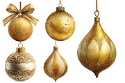 Gold Glitter Christmas Ornaments, an Illustration by Designworld (Thumbnail 3 of 3)
