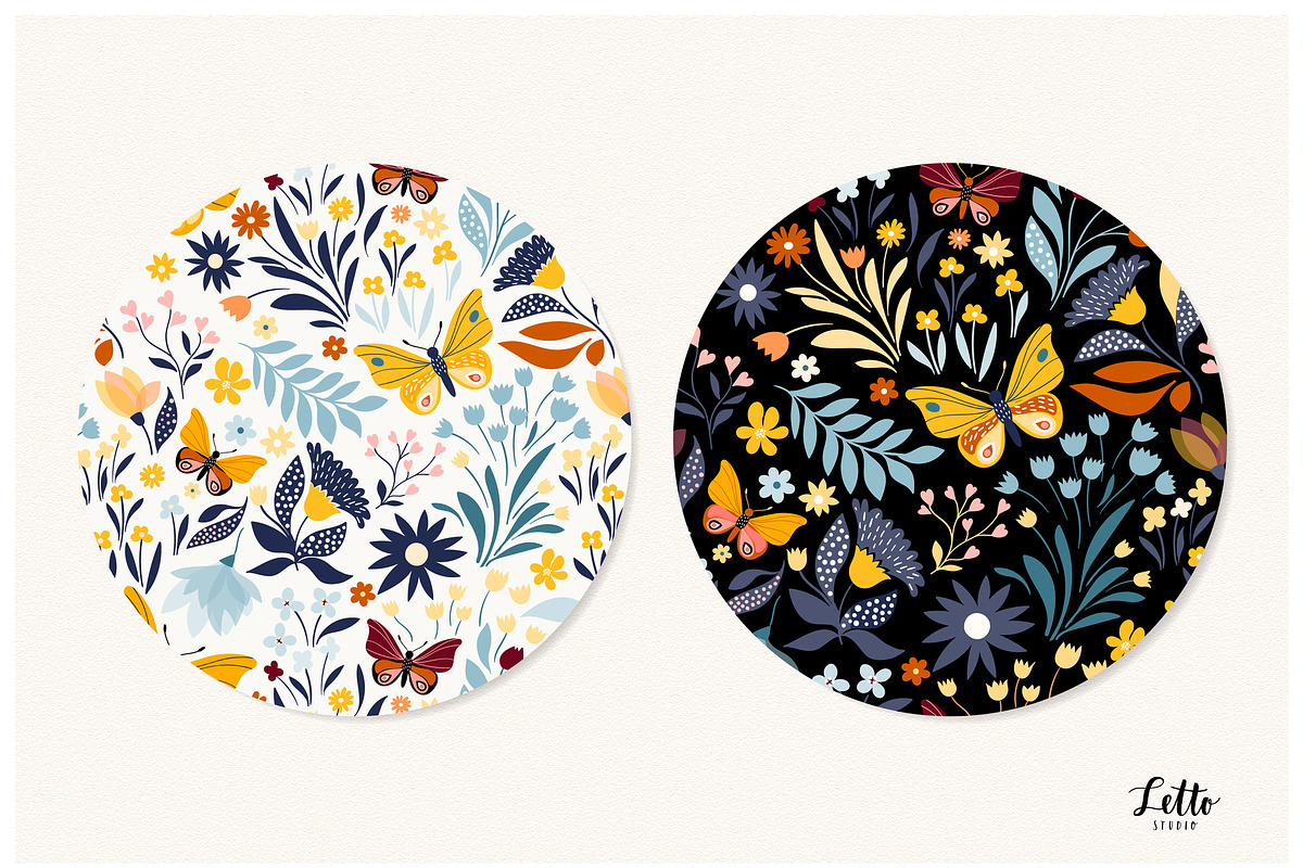 Butterflies seamless patterns set, a Pattern Graphic by Letto studio (Photo 3 of 4)