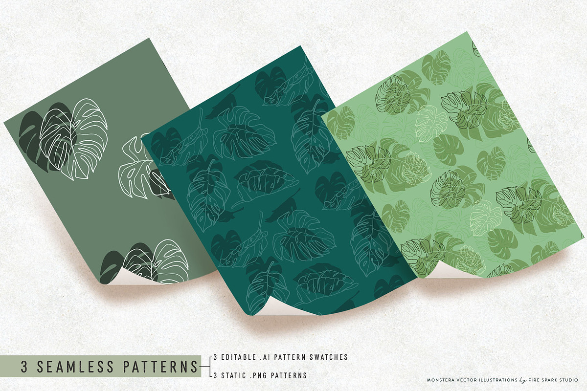 Monstera Leaf Vectors and Patterns, an Object Graphic by Fire Spark Studio (Photo 5 of 6)