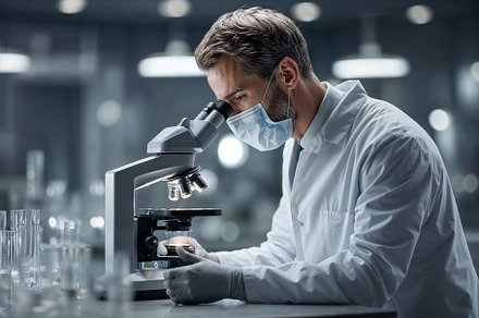 Scientist analyzes in advanced AI medical lab, a Health & Medical Photo by OSORIOartist