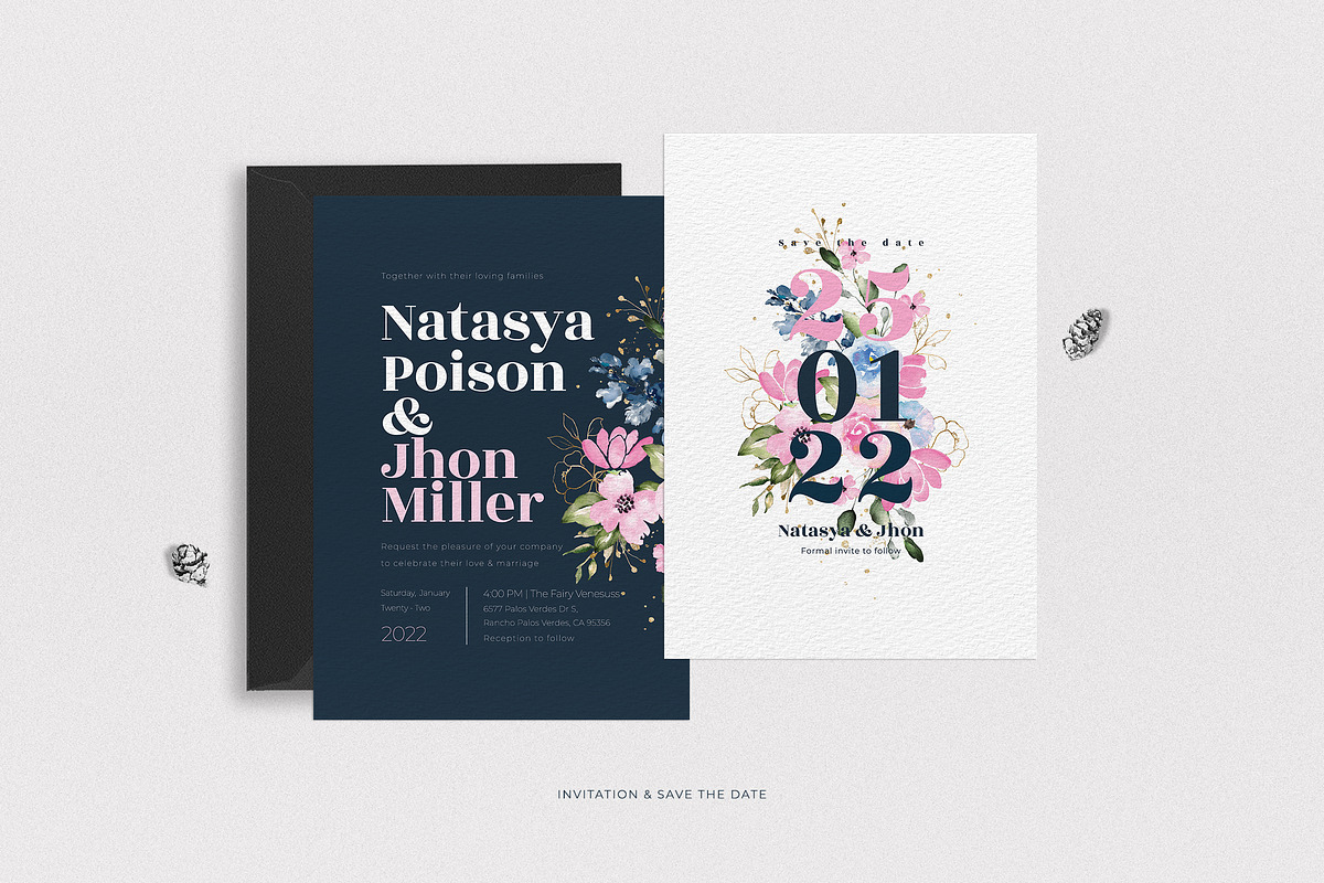 Delicate Wedding Invitation Set, an Invitation Template by Azka Creative (Photo 5 of 6)