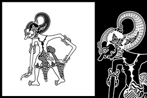 Wayang Bima in black and white, a Branding & Logo Template by Atlantis X Nurman Arbai