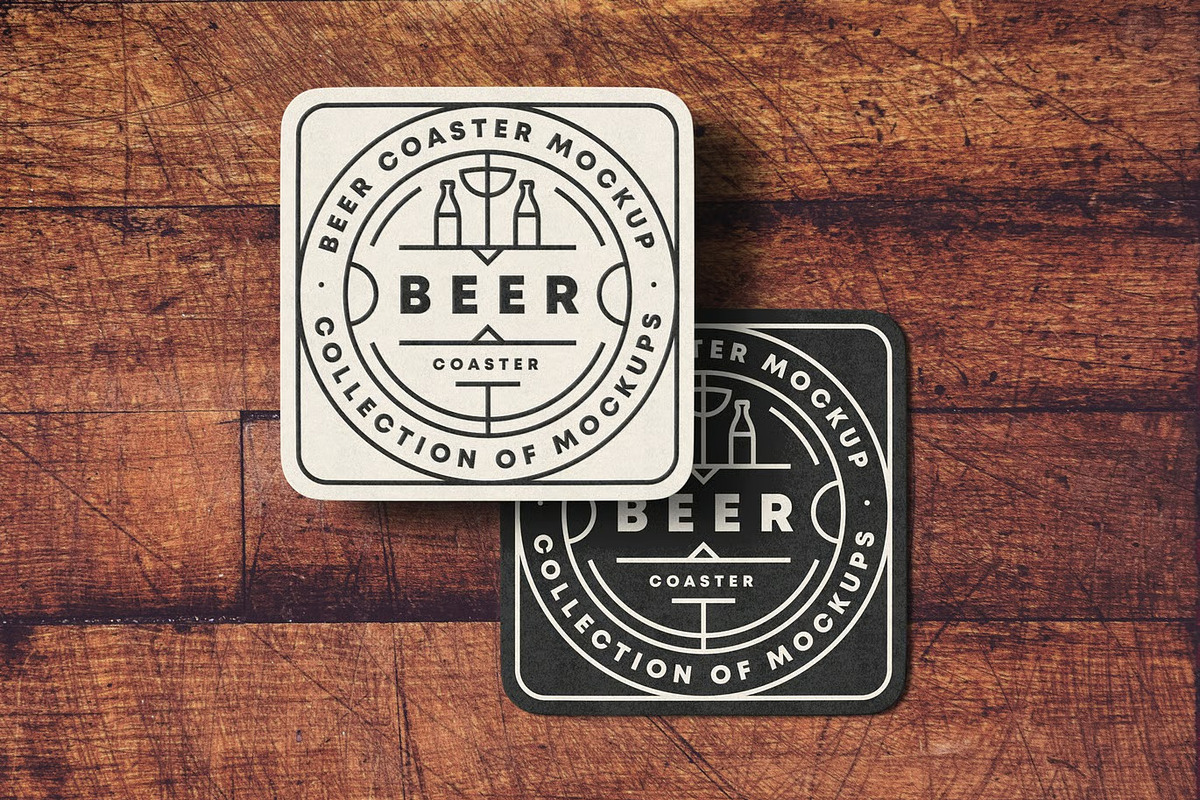 Beer Coaster Mock-up, an Advertising Mockup by zippypixelstudio (Photo 6 of 15)