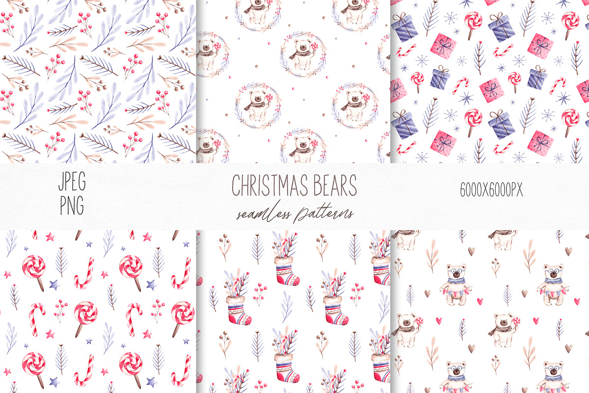 Watercolor Winter Teddy Collection, an Animal Illustration by YuliyaArtGarden (Photo 7 of 8)