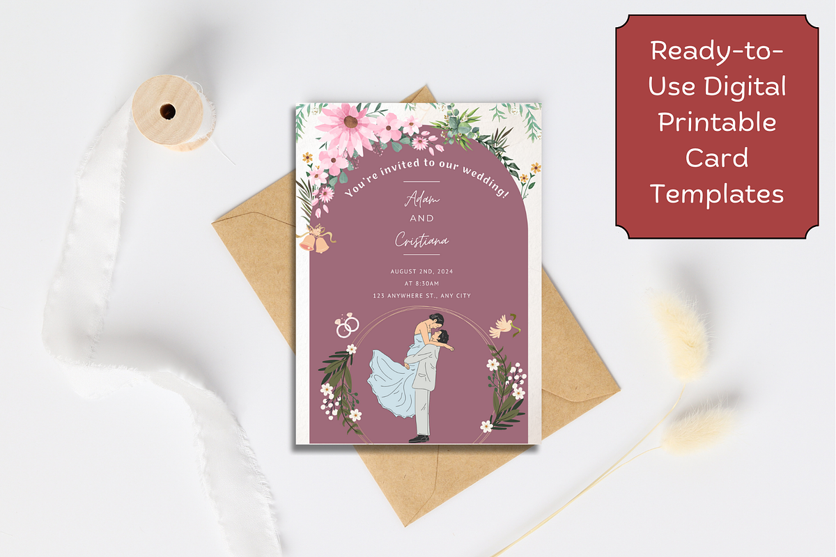 12 Simple Floral Wedding Invitations, an Invitation Template by WynterLife Studio (Photo 7 of 7)