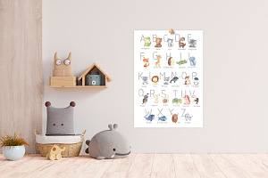 ALPHABET ANIMALS Clipart. Watercolor