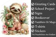 Whimsical Summer Lazy Sloth Clipart, a Seasonal Illustration by Canvas Craft (Thumbnail 3 of 7)