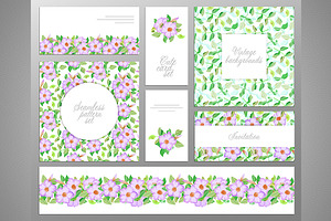 Set Of Seamless Floral Pattern