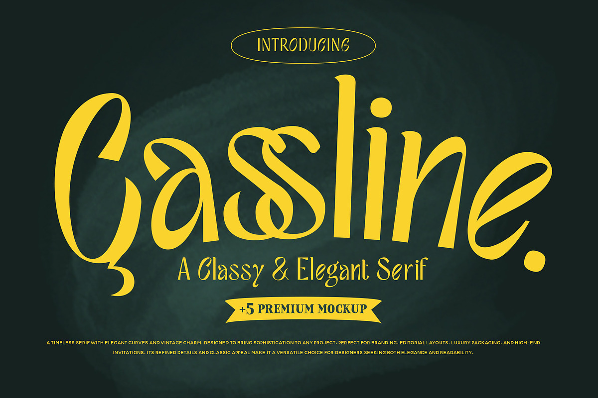 Cassline Font + 5 Premium Mockups, a Serif Font by Nollev (Photo 1 of 12)