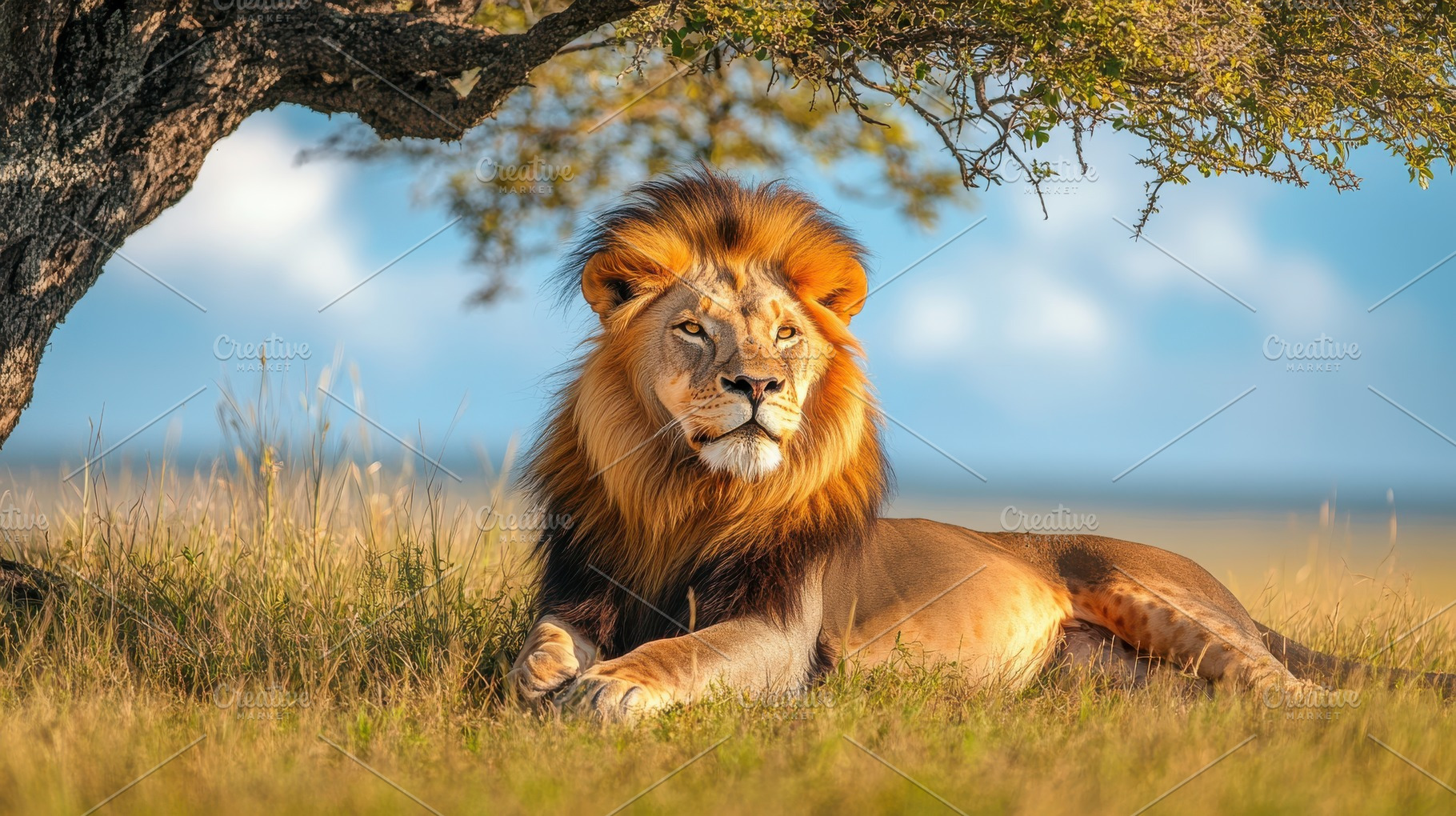 Majestic Lion Resting: Captivating g, an Animal Photo by Pixeness Studio