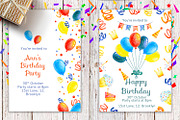 Happy birthday watercolor set, a Decorative Illustration by annasokol_ (Thumbnail 7 of 10)