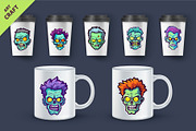 Big bundle 110 Cartoon Zombie Faces., a Decorative Illustration by KENO Mascots (Thumbnail 3 of 4)