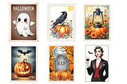 Halloween Postage Stamp Clipart, an Illustration by SinaCreation (Thumbnail 3 of 5)