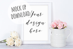 White Frame Mockup Styled Scene, a Print Template by Pixomize