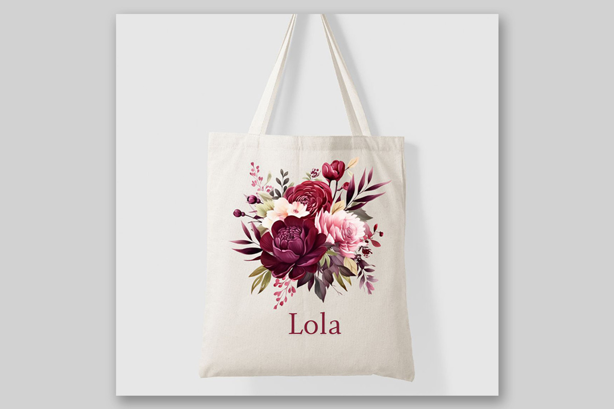 Burgundy Flowers Clipart Watercolor, a Decorative Illustration by LeCoqDesign (Photo 4 of 5)