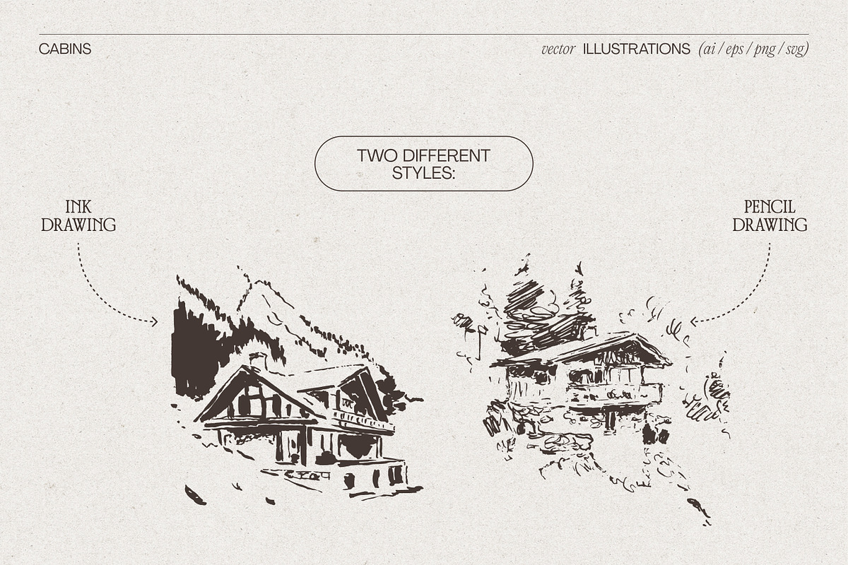 Huge Collection of Cabin Sketches, an Empty State Illustration by TheMountBirdStudio (Photo 3 of 15)