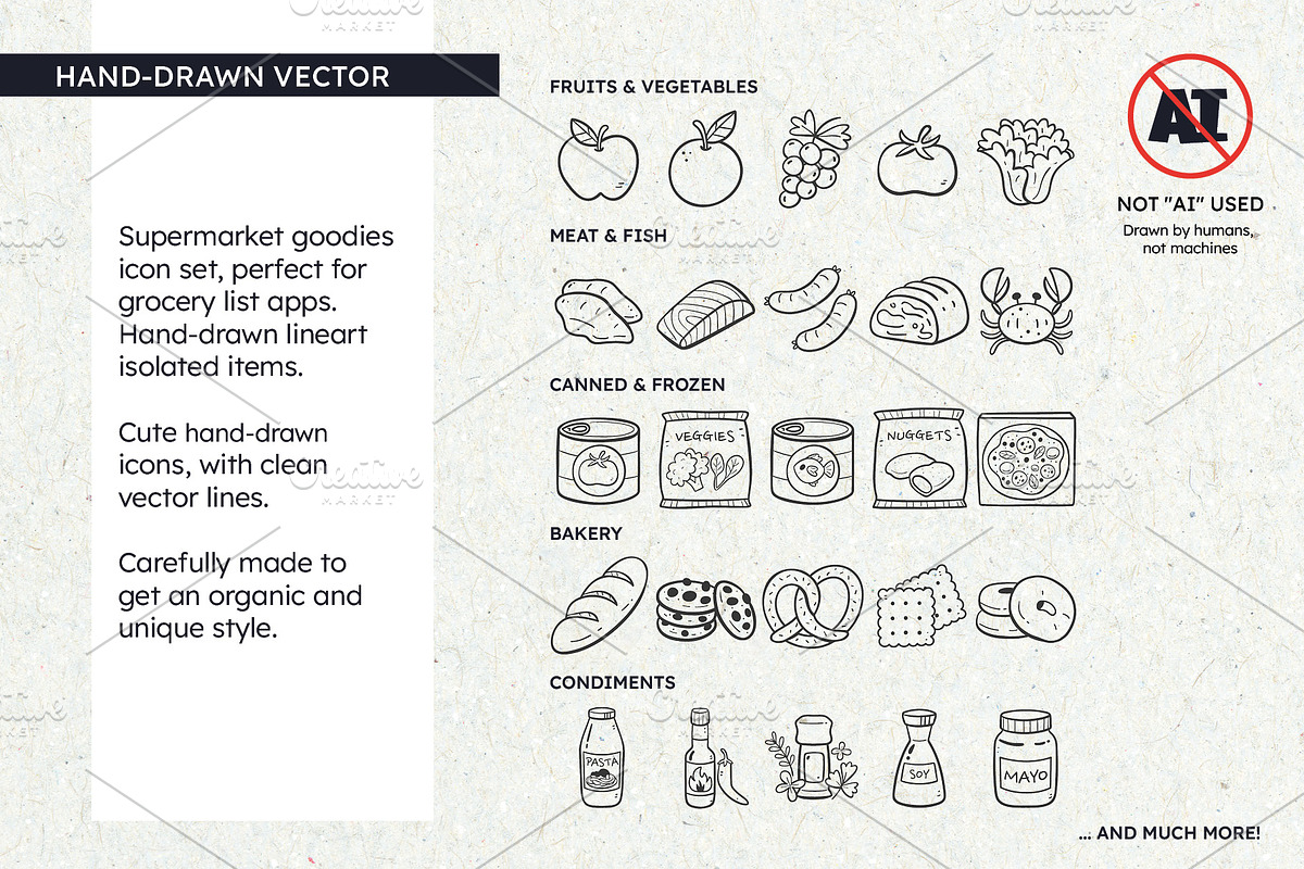 Supermarket Good Icon Set, an Outline Icon by insemar (Photo 2 of 4)