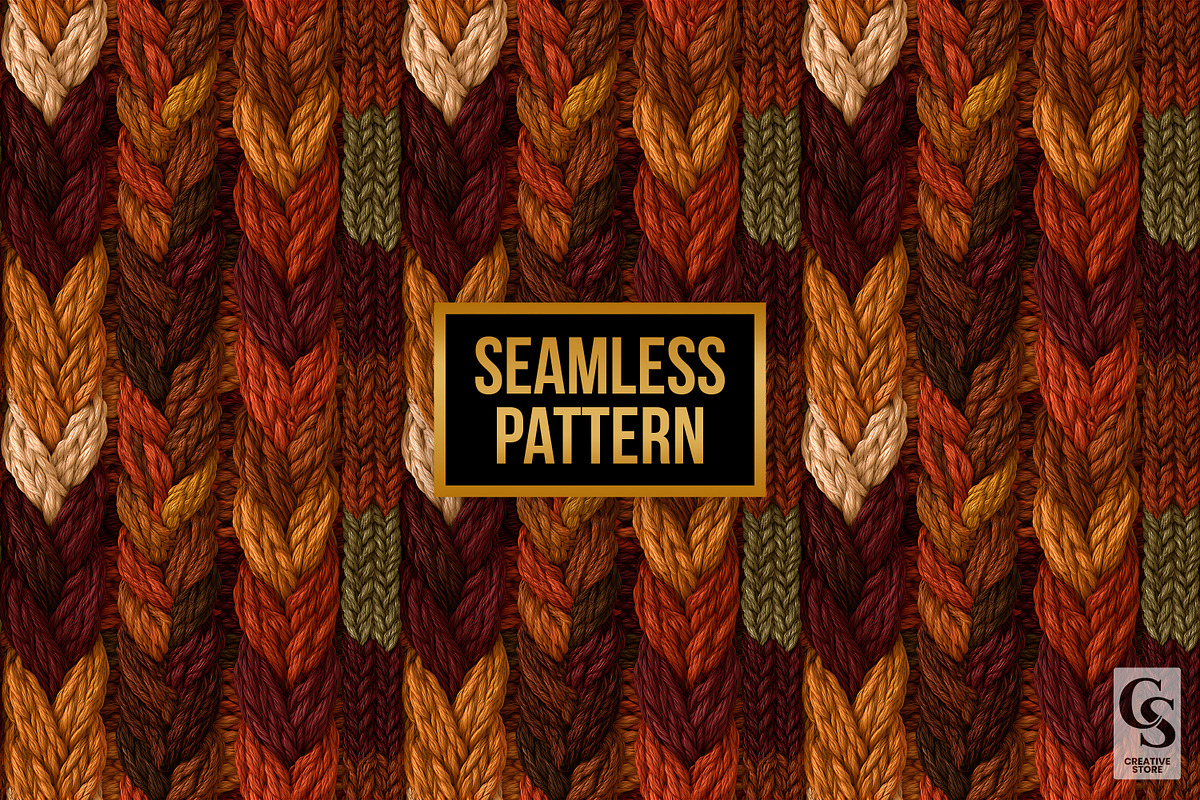 Fall Knitted Wool Seamless Pattern, a Pattern Graphic by Creative Store (Photo 4 of 5)