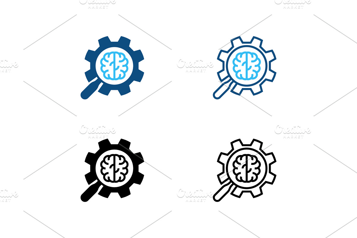 Gear magnifying glass brain icon, a Solid Icon by Design Store (Photo 1 of 2)