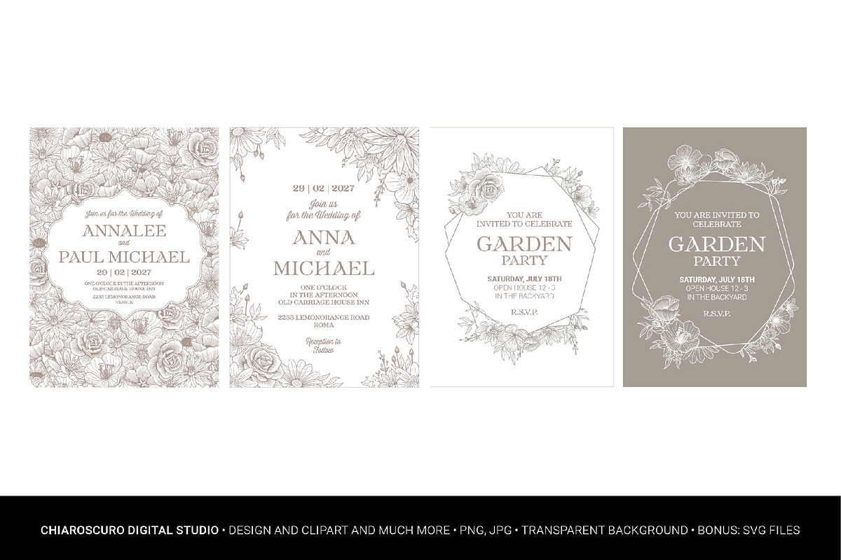 Vintage Vector Flower Frames Set, a Decorative Illustration by Pingebat (Photo 7 of 10)