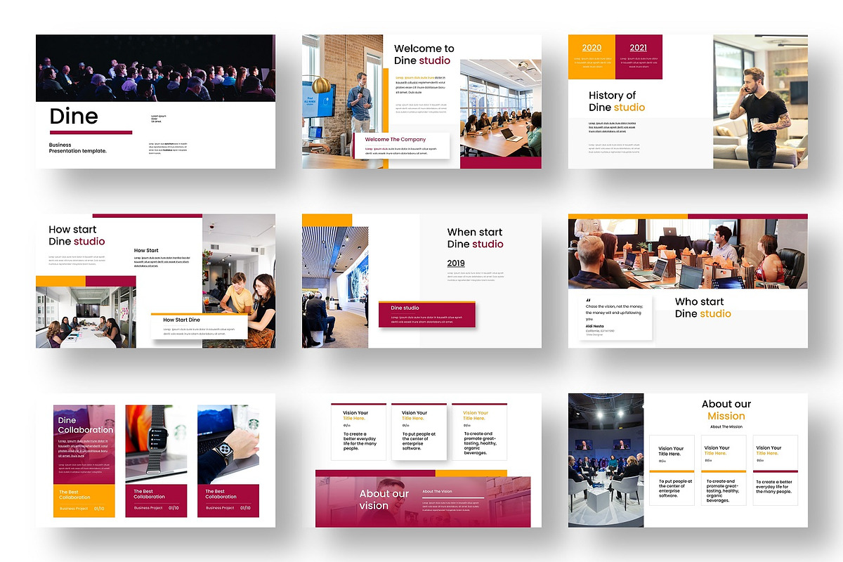 Dine - Business Google Slide Templat, a Presentation Template by Dens Creative Studio (Photo 2 of 6)