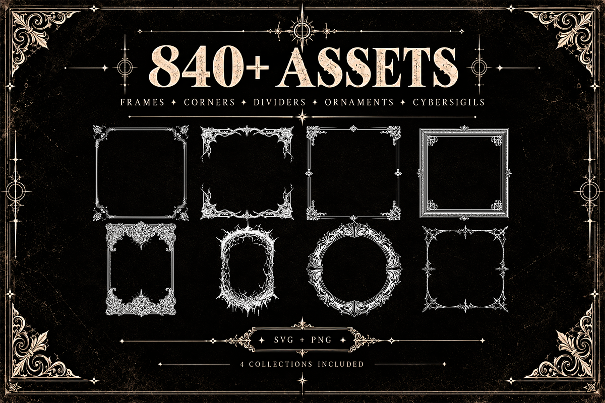 840+ Ornaments&Cybersigilism Bundle, an Object Graphic by Benone Studio (Photo 2 of 11)