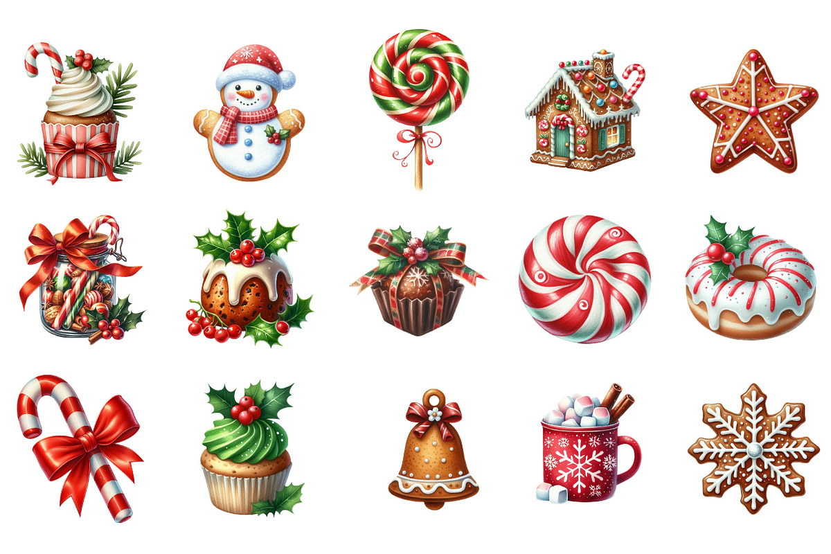 Sweet Christmas Clipart Bundle PNG, an Illustration by Designking (Photo 3 of 5)