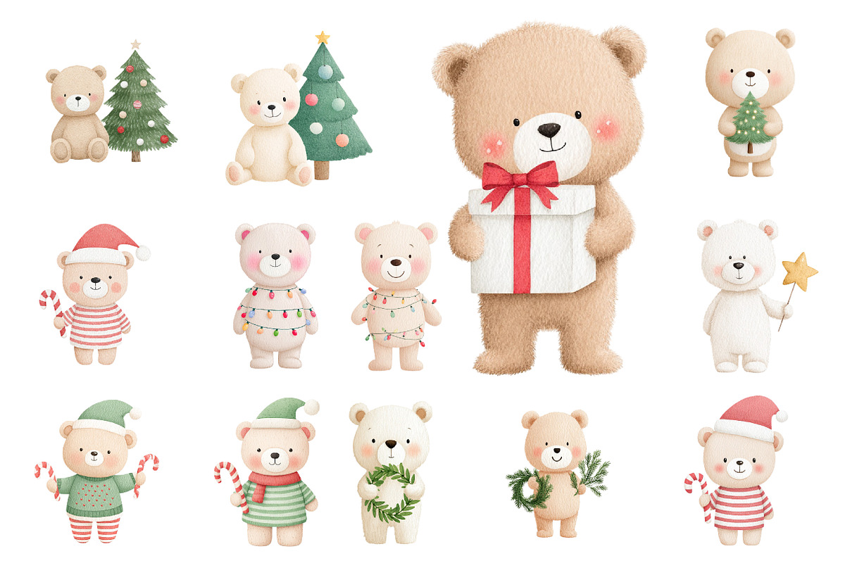 Christmas Teddy Bear Clipart, an Illustration by Designworld (Photo 4 of 4)