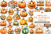 Pumpkin Patch Clipart PNG, an Illustration by SinaCreation (Thumbnail 1 of 4)