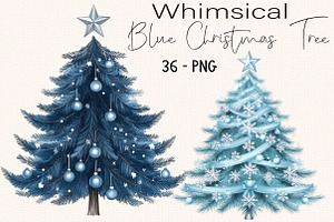 Blue Christmas Tree Clipart Bundle., a Seasonal Illustration by SVGArt