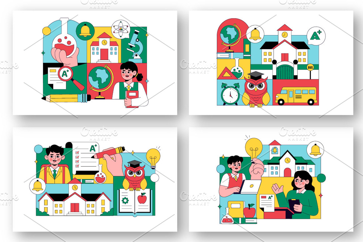 10 School Vector Illustration, an Education Illustration by denayunebgt (Photo 3 of 4)