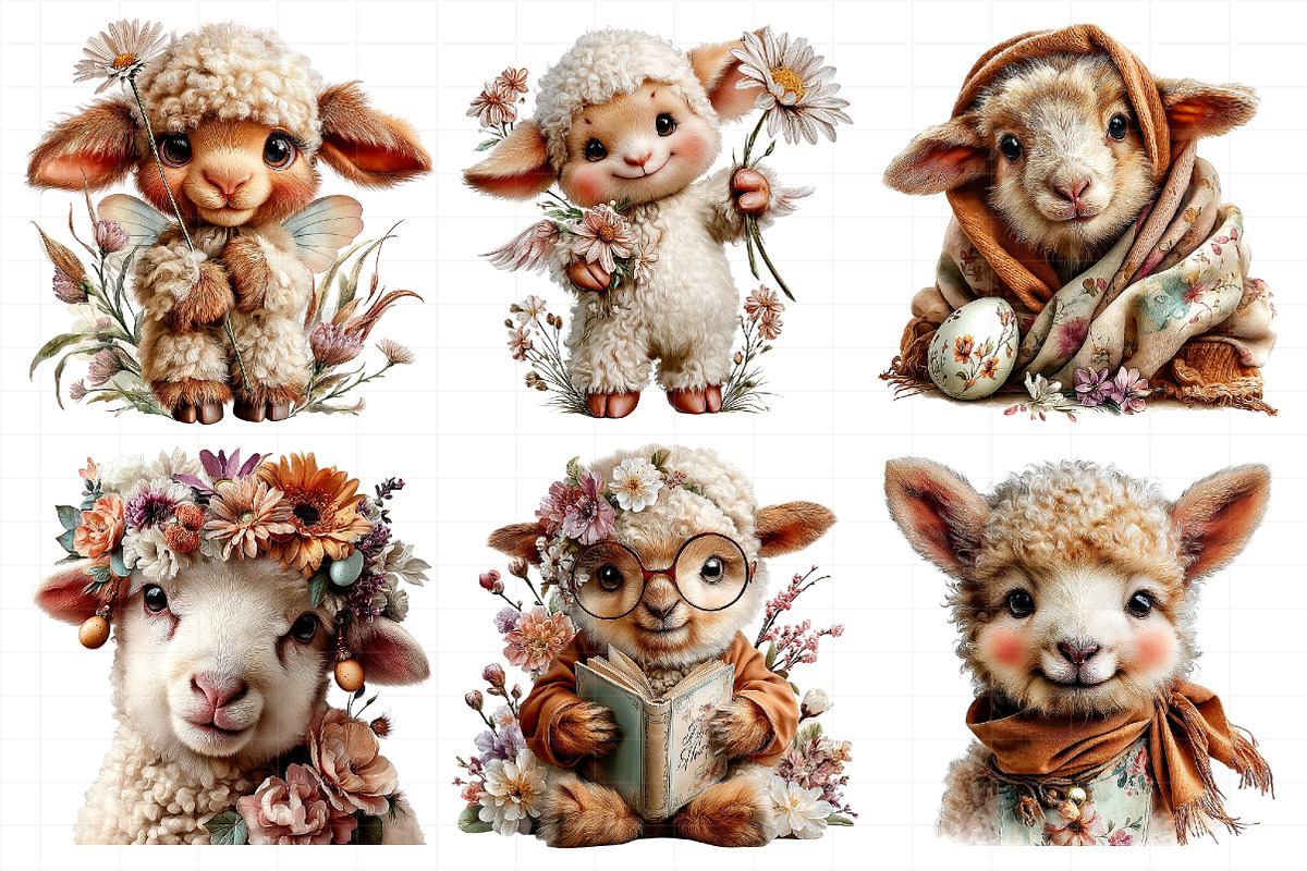 Cute Spring Lamb Clipart, an Illustration by Daily.Designs (Photo 3 of 7)