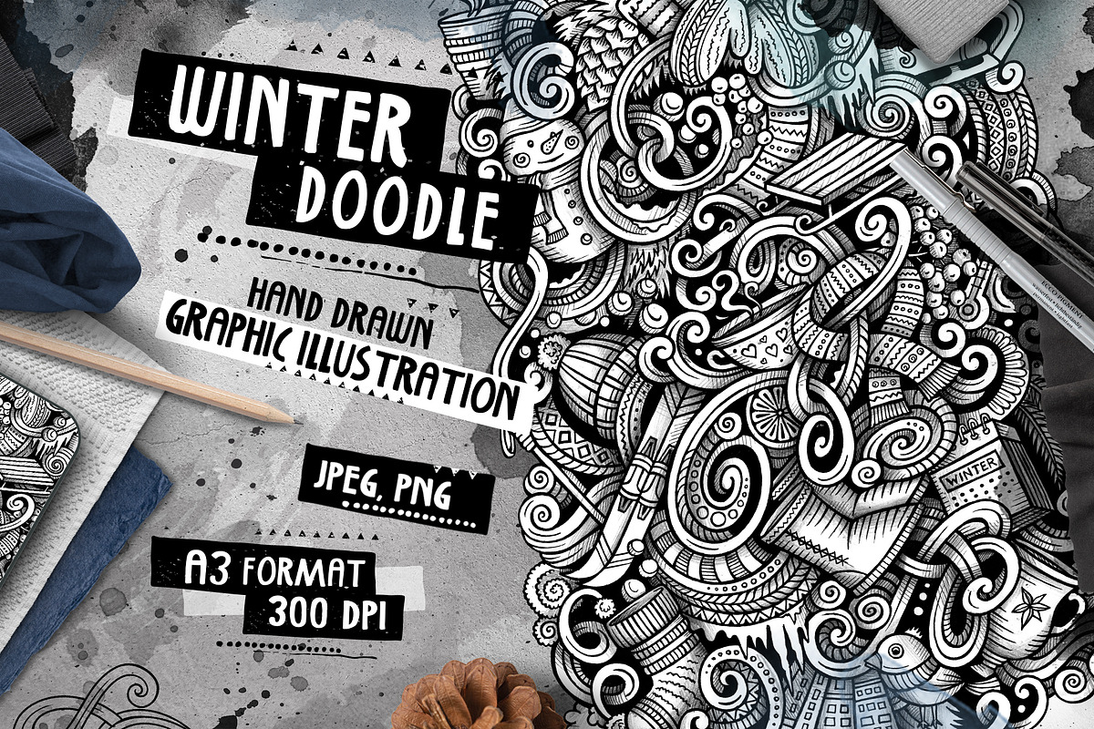 Winter Graphic Doodle Illustration, an Object Illustration by BALABOLKA (Photo 1 of 3)
