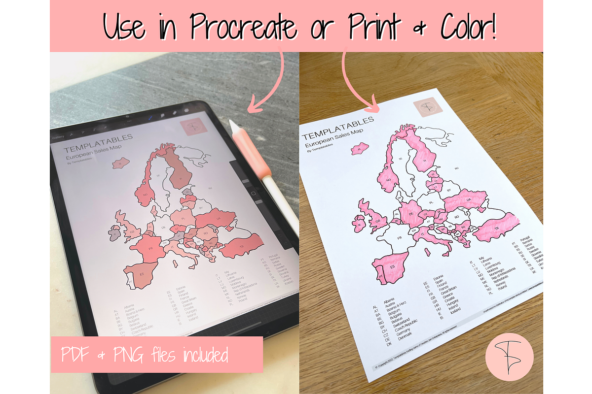 Europe Sales Map, EDITABLE Color In, a Stationery Template by Templatables (Photo 6 of 10)