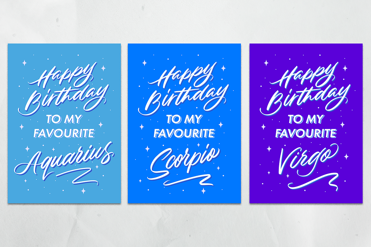 Astrology Birthday Cards (Printable), a Card Template by Leah Design (Photo 3 of 5)