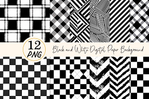 Black and White Digital Paper Backgr, a Texture Illustration by DreamPrint404