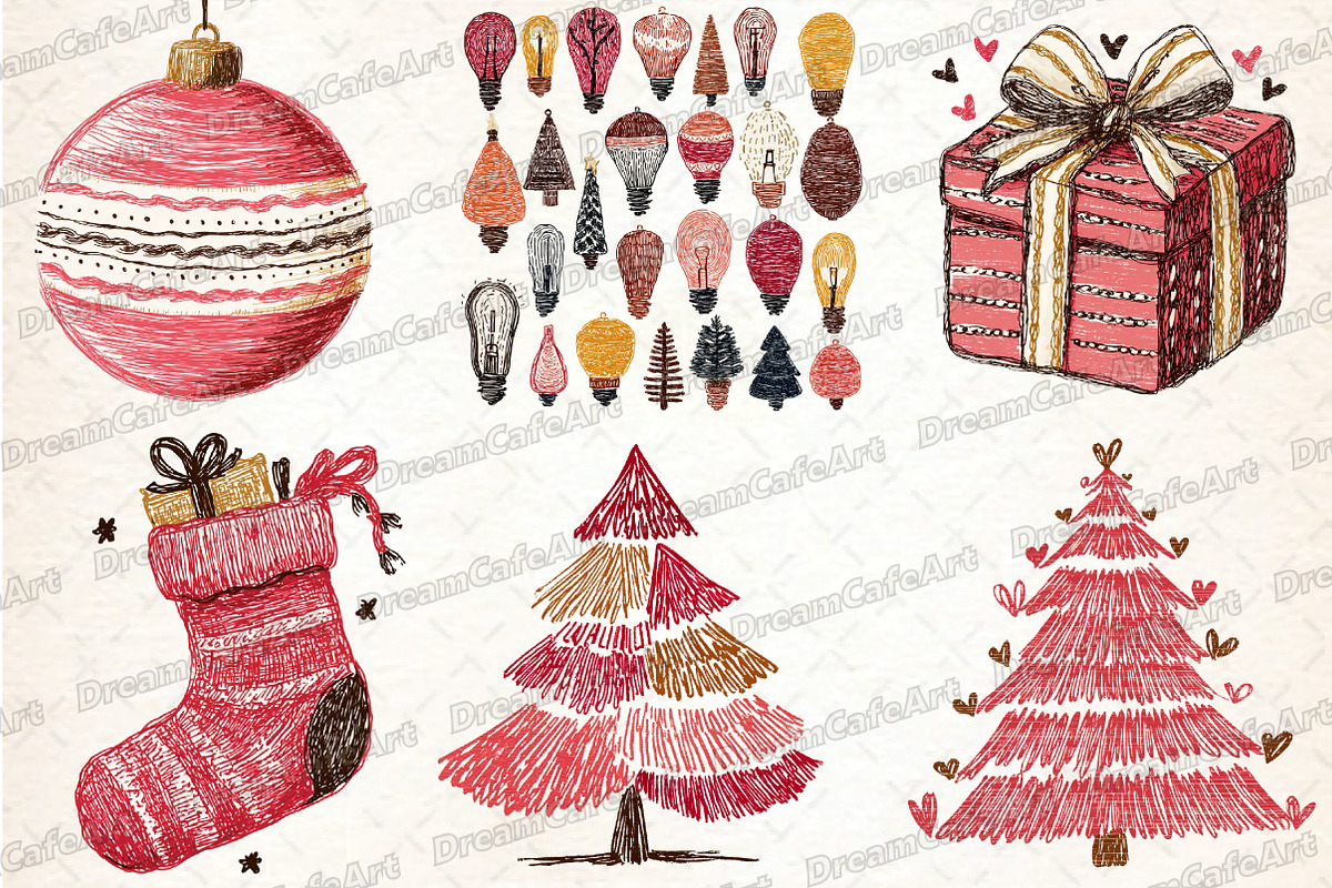 Hand Drawn Whimsical Christmas, an Illustration by DreamCafeArt (Photo 3 of 6)