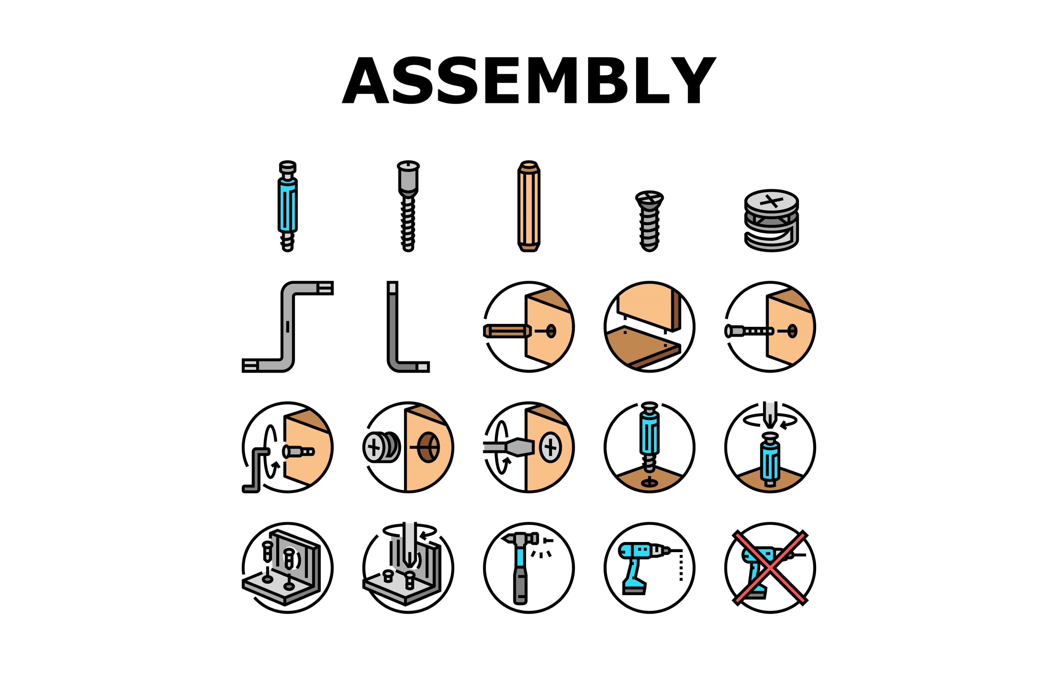 assembly furniture instruction icons, a Person Illustration by pikepicture