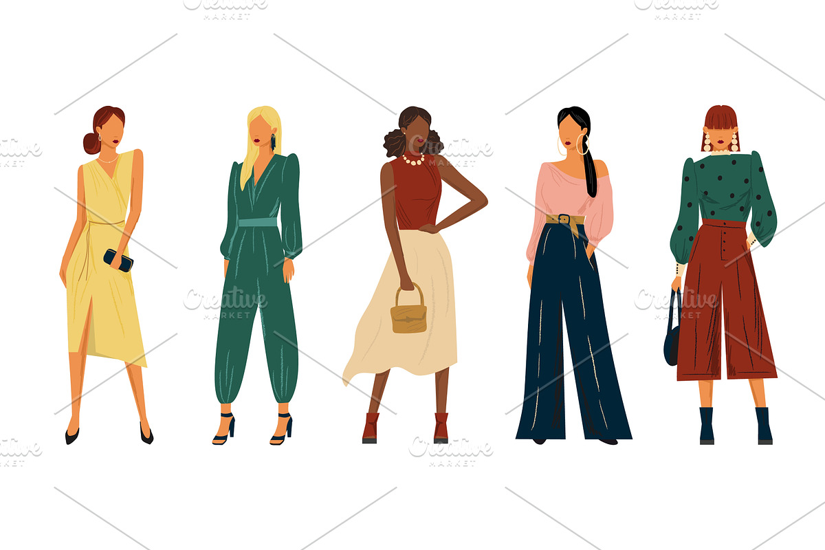 Fashion models in design clothes, a Person Illustration by vectorpointstudio